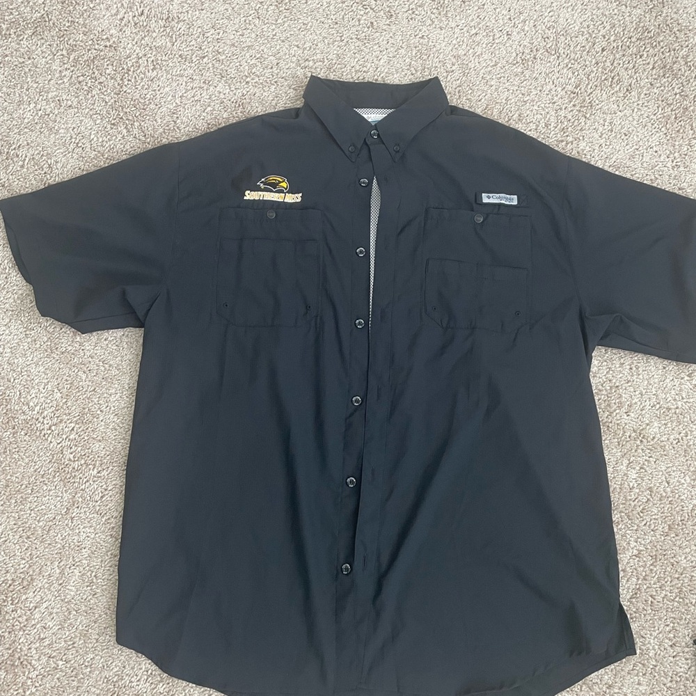 Columbia PFG XL Southern Miss Black Short Sleeve Men's Shirt